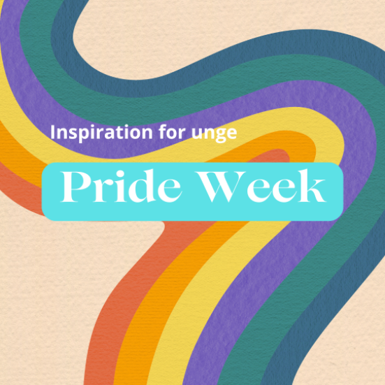 Regnbue med teksten "inspiration for unge - Pride Week"