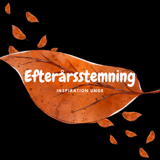 "efterårsstemning" står på et vissent orange blad